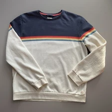 Marine Layer Women’s Crewneck Large Rainbow And Navy 