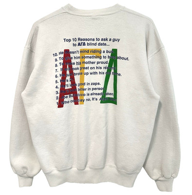 Vtg Early 90s 1993 Alpha Gamma Delta Sorority Blind Date Party 50/50 Sweatshirt