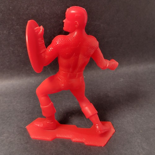 Vintage 1967 Louis Marx Marvel Red Capitan America Figure 5,5" giocattolo plastica PA - Foto 4 di 9