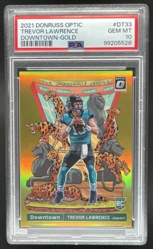 2021 Panini Donruss Optic Trevor Lawrence Downtown! SSP RC Gold #/10 PSA 10