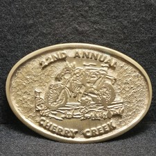 WG09163 NOS VINTAGE 1970s  22ND ANNUAL CHERRY CREEK  MOTORCYCLE BELT BUCKLE