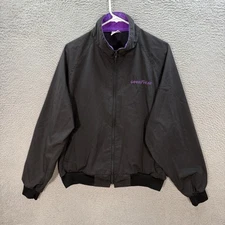 Vintage Swingster Jacket Mens Large Black Goodyear Tires Auto Mechanic Workwear