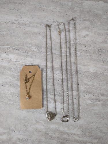 Lot Of 4 Heart Pendant Necklaces, Silver & Gold Tones - Picture 1 of 9