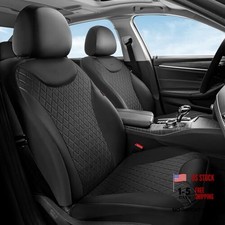 Front Seat Covers Leather Car Seat Covers 2-Pack, Waterproof FrontPair Black