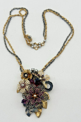 Vintage Miriam Haskell Necklace Pendant, Double Strand, MMA Signed