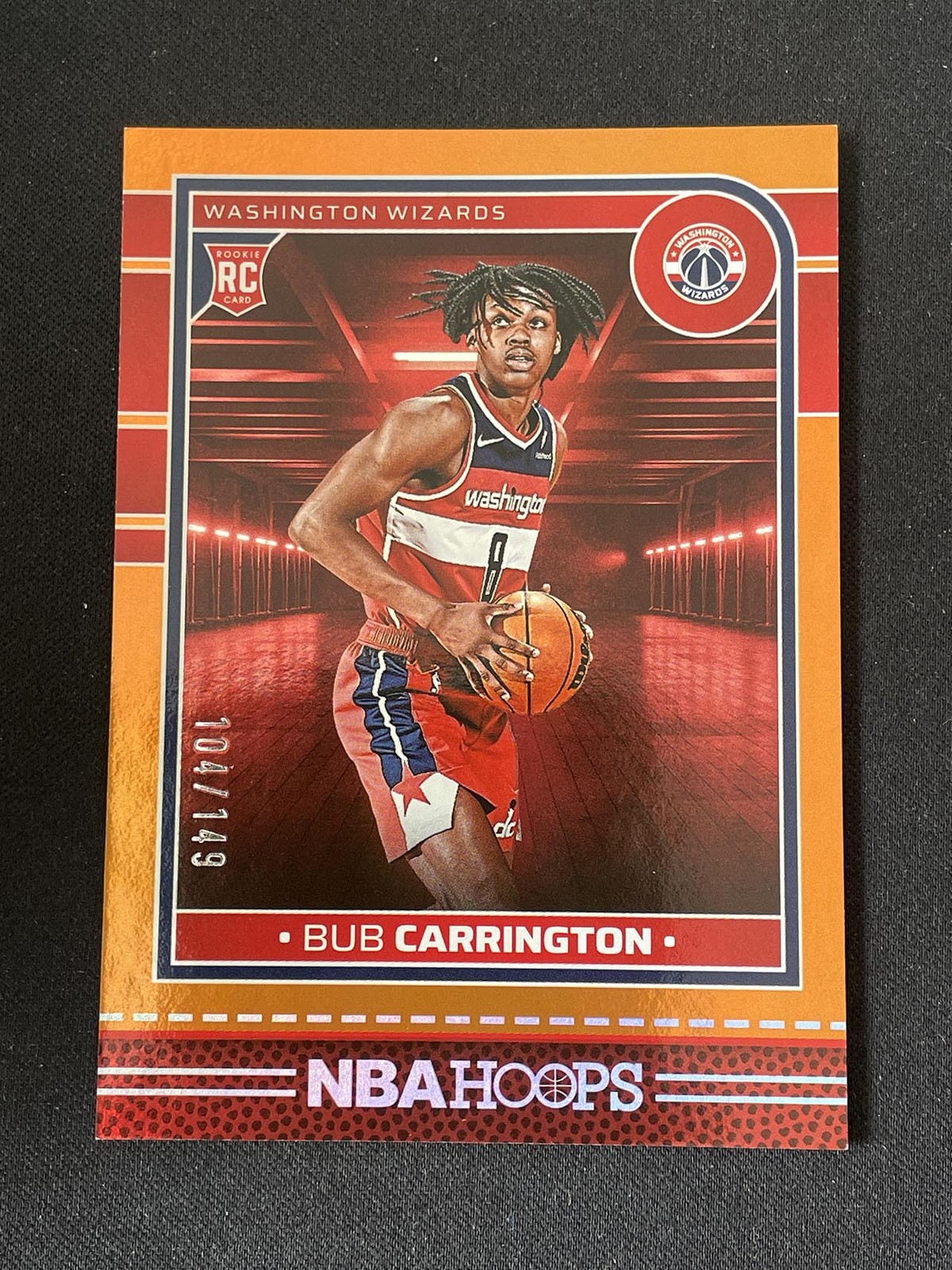 Bub Carrington 2024-25 Panini NBA Hoops Orange 104/149 RC #244