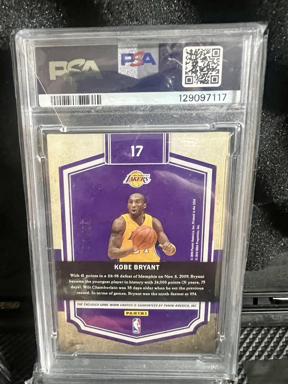 2009 Panini Classics - Dress Code-Jersey Kobe Bryant Game Worn Patch /99  PSA 9 view 2
