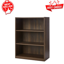 Mainstays 3-Shelf Bookcase, Adjustable Shelves, Storage Display, Canyon Walnut