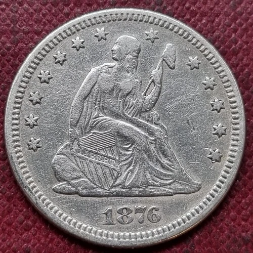 1876 Seated Liberty Quarter 25c XF - AU #98221