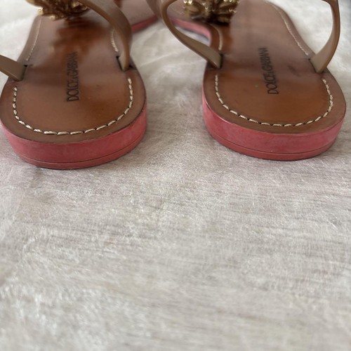 Dolce & Gabbana Bijou thong sandals Brown Pink Size 38 - Picture 5 of 6