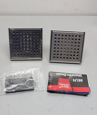 Pack of 2 RELN 4 in. x 4 in. Stainless Steel Square Shower Drain Square Pattern