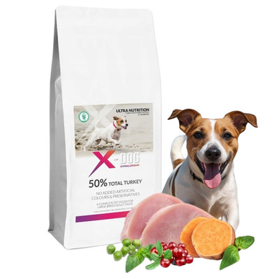 Hundefutter Trockenfutter Hund 2kg getreidefrei mit Truthahn Monoprotein X-DOG