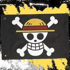 Retro Pirate Skull Banner Straw Hat Style Printed Wall Flag
