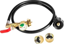 4FT Propane Adapter Refill Adapter Hose, Universal QCC1/Type 1 with Propane Gaug