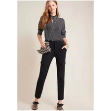 Anthropologie Women’s Sz 8 Black Essential Slim Cargo Pants Ankle Knit