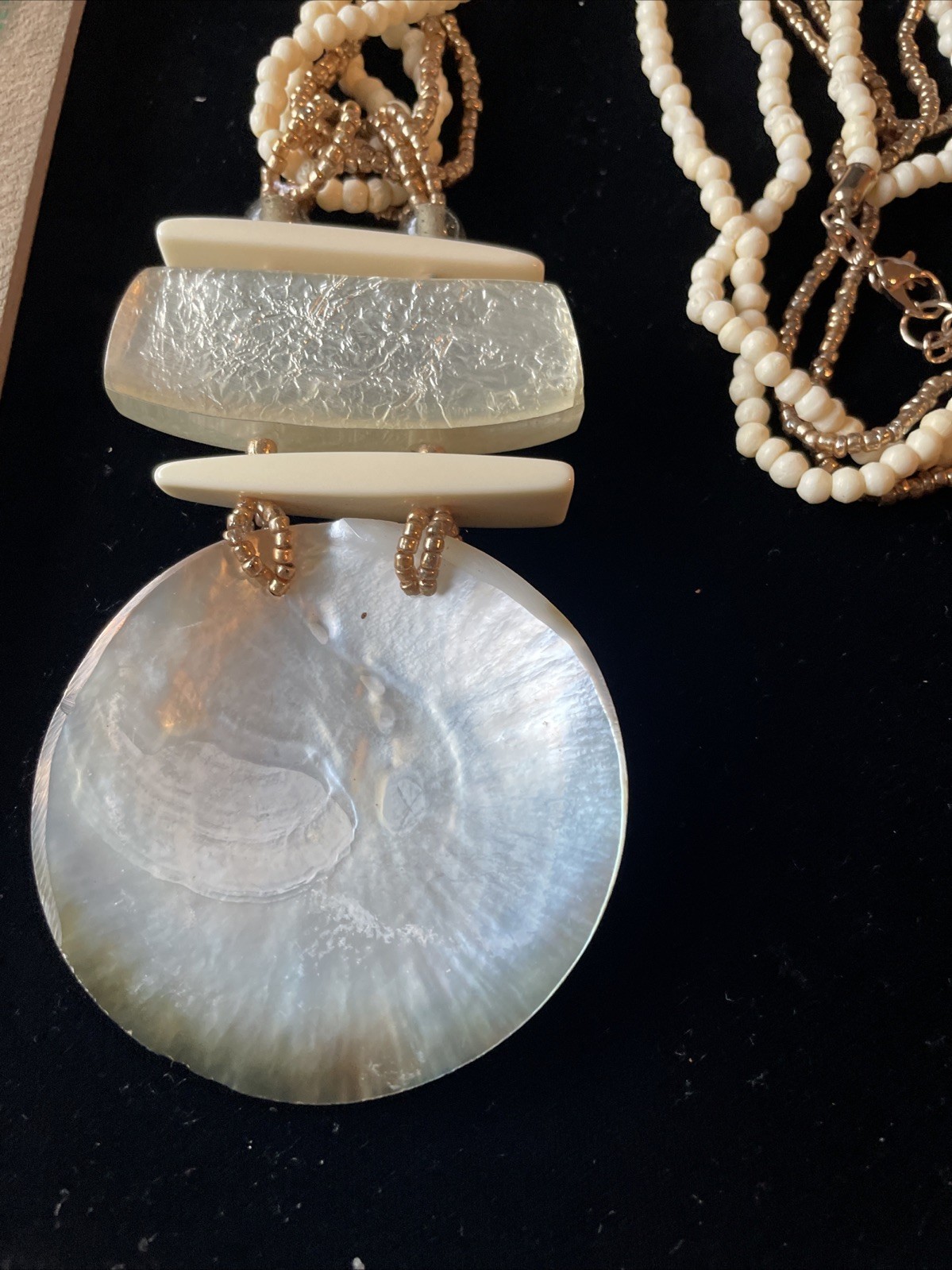 Shell Mosaic Statement Necklaces Abalone 6176 - image 9