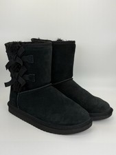 Koolaburra by UGG Kids Girls Black Faux Fur Winter Boots Bow Back Size US 2