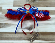 Handmade Single MLB Phillies, Red  Royal Blue Sport Wedding Garter.