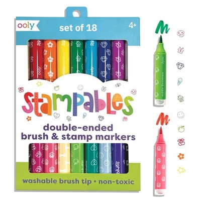18 Double-Sided Stamping Markers Brush Tip plus Stamp School Supplies