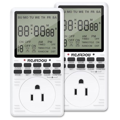 2 Pack Outlet Timer Multifunctional Programmable Timer With Countdown And 7day