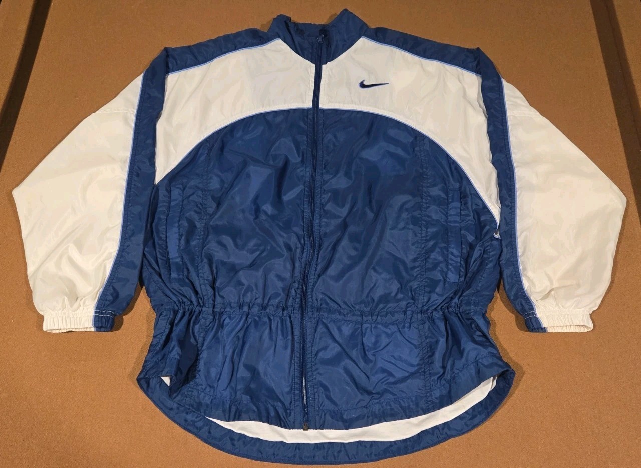 Vtg Y2K Nike Anorak Hip Hop Track Jacket Womens M 8 10 Big Swoosh White Label