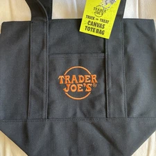 Limited Trader Joe's Mini Halloween Canvas Tote Bag Black