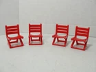 Vintage Playmobil 4 Red Folding Chairs -Doll House Scale , Patio, Camping