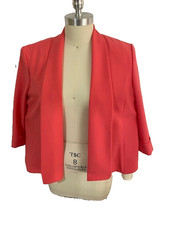 Evan Picone Black Label Jacket Women's Size 12 Open Front Blazer 3/4 Sleeve Pink