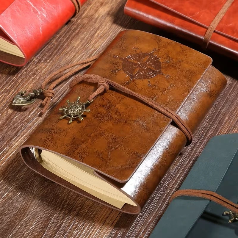 Винтажный кожаный журнал заправляемый ноутбук морской компас якорь подарок путешествий - Изображение 2 из 4