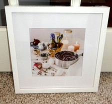 0232-New Golden State Art Wood/Glass Wht Pic Frame 12x12 mat 8X8-See Description