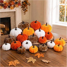 OLANRUN Fall Pumpkin Decor, 20 PCS Fall Decorations for Home Fake Artificial Vel