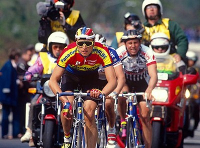 Maurizio Fondriest leads an escape in the 1990 Amstel Gold Race Old Photo