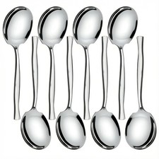 8 PCS Large Buffet Serving Spoon Stainless Steel Spoons Flatware Dining Tool