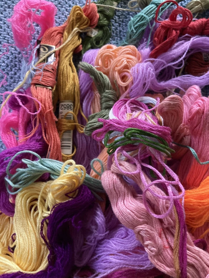 Huge Lot of Vintage DMC Cotton Embroidery Floss Remnants, Embellishment Yarn - Image 3 of 4