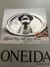 Vintage 1989 Oneida Jefferson Chip and Dip Server 12.5" Silverplate with Box