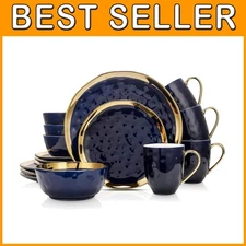 Glamorous Blue & Gold Porcelain Dining Collection