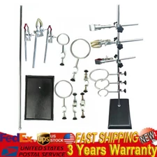 Chemistry Lab Support Iron Stand Holder Flask Condenser Clamp Retort Ring + Clip