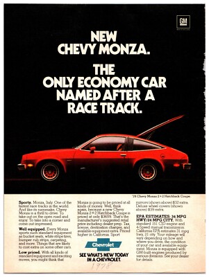 Vintage Original-  1978 Chevy Monza - Original Car Print Ad (8 x 11)