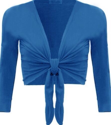 NEW LADIES TIE UP CROP SHRUG WOMENS WRAP OPEN BOLERO CARDIGAN TOP SIZE 8-26 - Picture 19 of 20