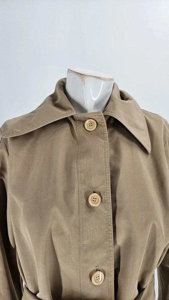 Casaco feminino Lilli Ann médio vintage década de 1979 algodão bronzeado com cinto trincheira - Imagem 4 de 4