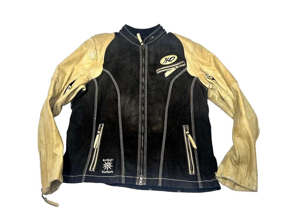 Harley-Davidson® Women's Fade Out Denim & Leather Jacket, Black 97074-15VW 2XL - Image 2 of 4