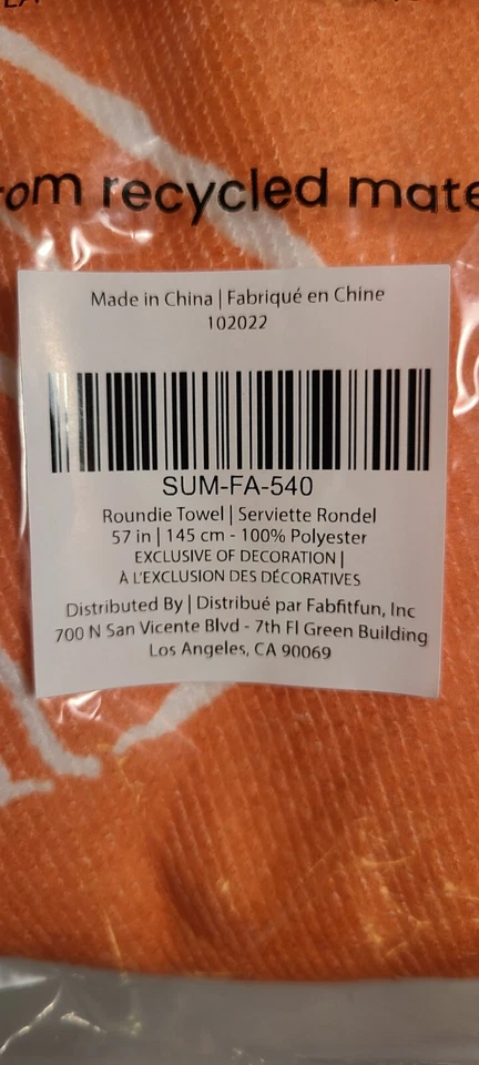 SUMMER & ROSE Exterior Terry Roundie Manta Floral Naranja Blanco Suave Toalla de Playa Foto 2 de 4