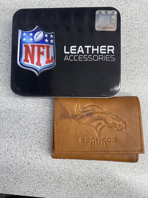 NEW NFL Denver Broncos Embossed BROWN Leather Trifold Wallet