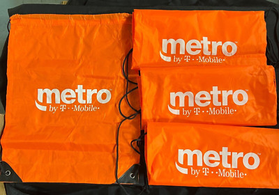 T-MOBILE Metro  Drawstring Backpack  Sack/ Gym/ Schoo/l Sport Bag -LOT OF 4(NEW)