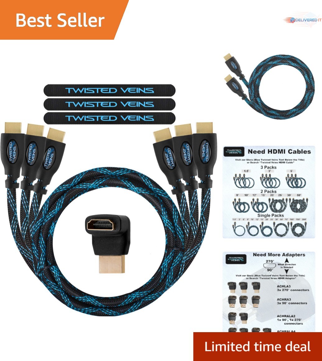 6ft Braided HDMI Cable 3-Pack - 4K 60Hz High Speed for Gaming & TV-image