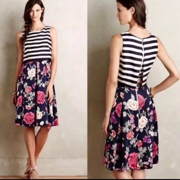 Striped floral clearance dress