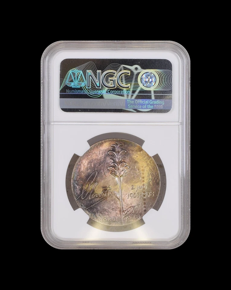 NORWAY. 1978, 50 Kroner, Silver - NGC MS66 - 🌈 Toned  - Image 4 of 4