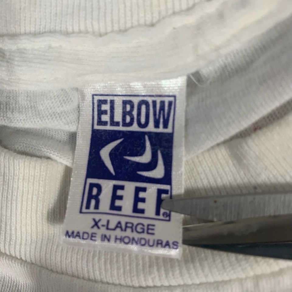 Camiseta De Colección Elbow Reef Adulto XL Blanca AOP Puntada Única Patinaje sobre Hielo Años 90 Retro Foto 3 de 4