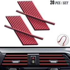 20pcs RED Car Air Conditioner Vent Outlet Chrome PVC U Shape Moulding Trim Strip