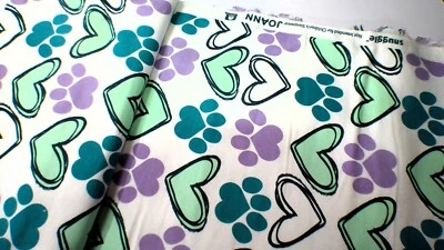 JoAnn Snuggle Flannel Fabric With Hearts and Paw Prints - 2 Yard - D-300-J - Image 1 of 4